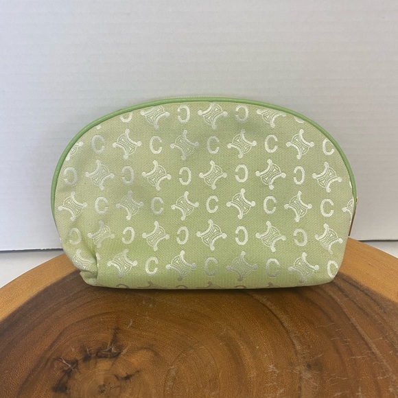 Celine Canvas Neon Green RARE Cosmetic Pouch - Picture 4 of 11